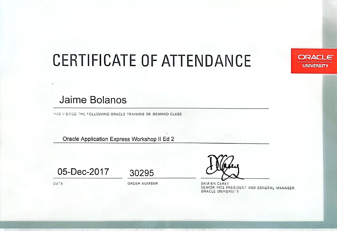 Certificado APEX Avanzado