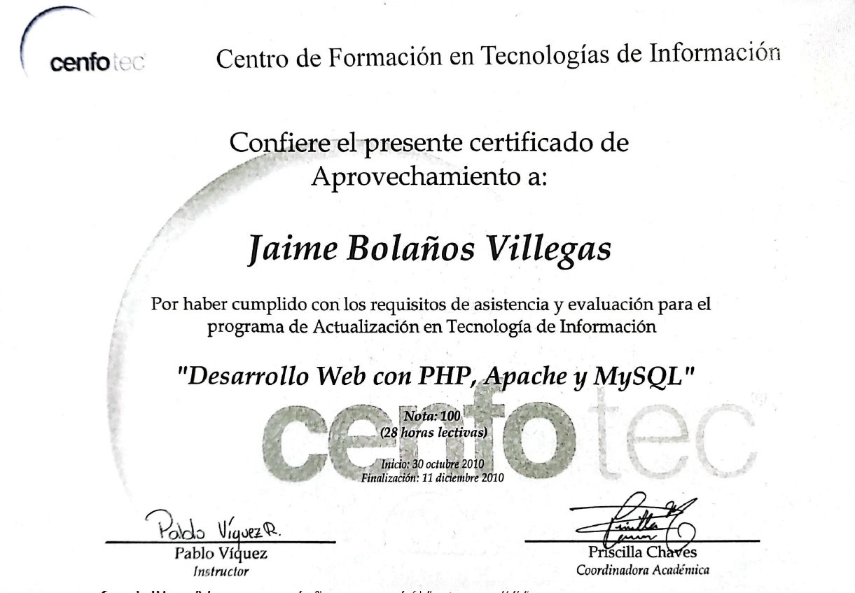 Certificado PHP